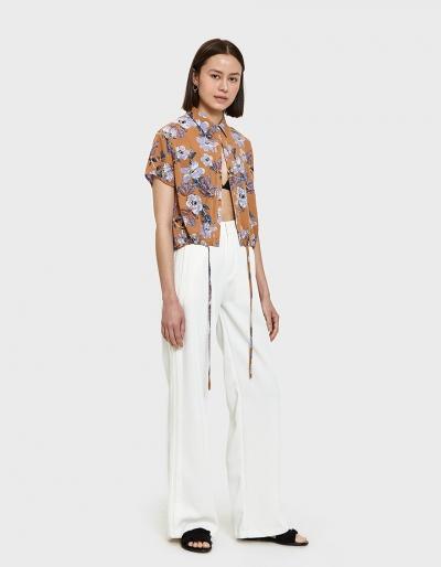 Farrow Lanna Crop Blouse In Honeycomb/violet