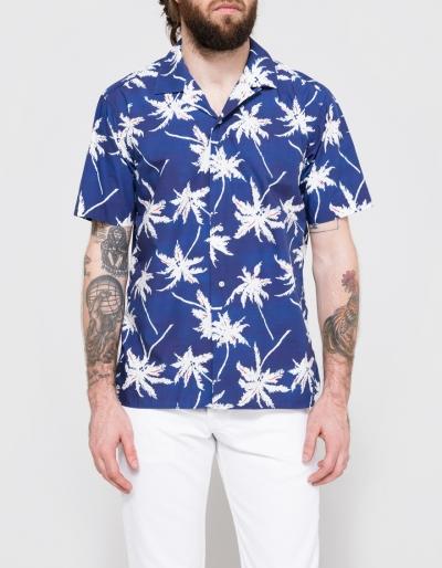 Gitman Brothers Vintage S/s New Wave Palm Camp Collar