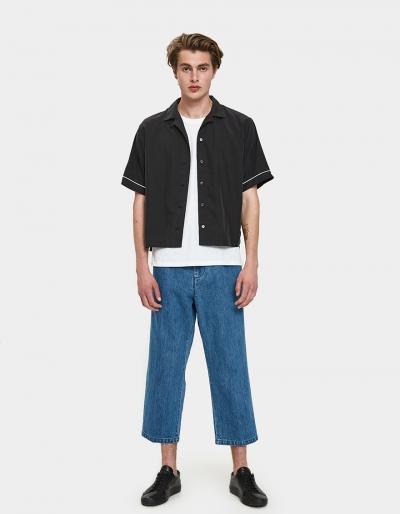 Maiden Noir Washed Pleated Denim Trouser In Indigo