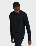 Reigning Champ Ls Panel Crewneck Mesh Double Knit In Black
