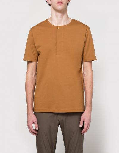 Lemaire Henley Tee Shirt In Tobacco