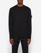 Stone Island Mako Cotton Interlock Ls Badge T-shirt In Black