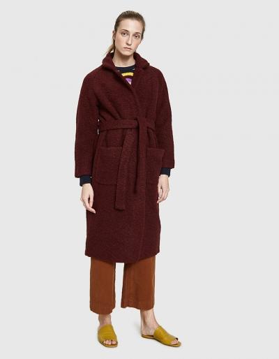 Ganni Fenn Long Wrap Coat In Chocolate