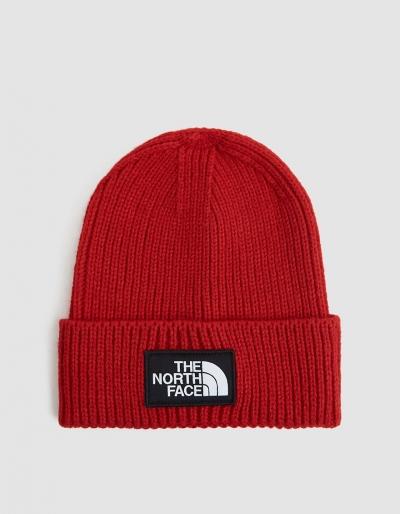 The North Face Black Box Logo Box Cuff Beanie In Tnf Red