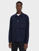 Stone Island Stretch Cotton Gabardine Overshirt In Ink