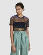 Stelen Corrinne Sheer Tulle Tee In Gold/blue