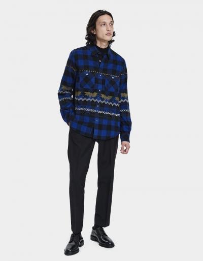 Sacai Embroidery Check Button Up