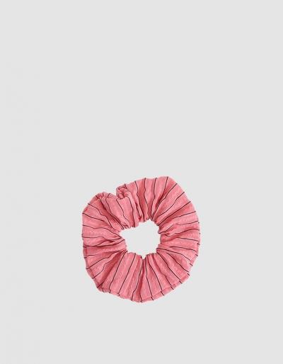 Ganni Lynch Seersucker Scrunchie In Hot Pink
