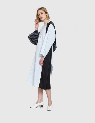 Mm6 Maison Margiela Cotton Stripe Dress In Black