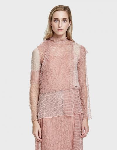 3.1 Phillip Lim Long Sleeve Lace Patchwork Blouse