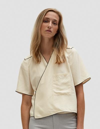 Apiece Apart Miller Piped Kimono Blouse
