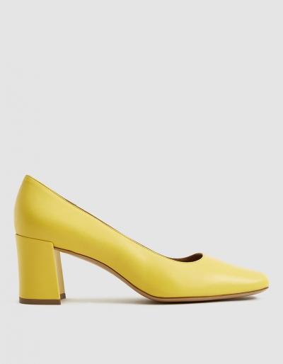 Mansur Gavriel Square Toe Leather Heel In