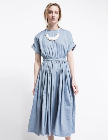 Black Crane Pleats Dress In