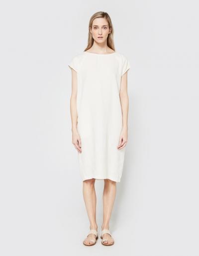 Black Crane Back Slit Dress In Eggshell