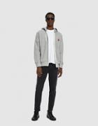 Comme Des Gar Ons Play Red Heart Logo Zip Up Hooded Sweatshirt In Grey