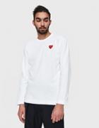 Comme Des Gar Ons Play Play Ls Red Heart T-shirt In White