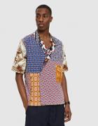 Pierre-louis Mascia Bandana Short Sleeve Shirt In Red/navy