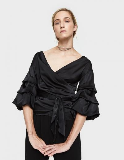 Stelen Natalia Satin Top In Black
