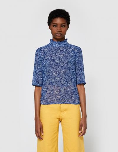 Rodebjer Marble Chiffon Blouse In Blue