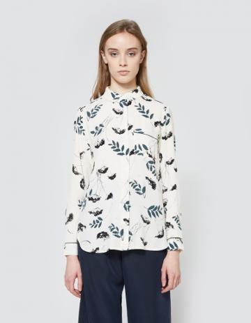 Ganni Rosemont Crepe Shirt In Vanilla Hemlock