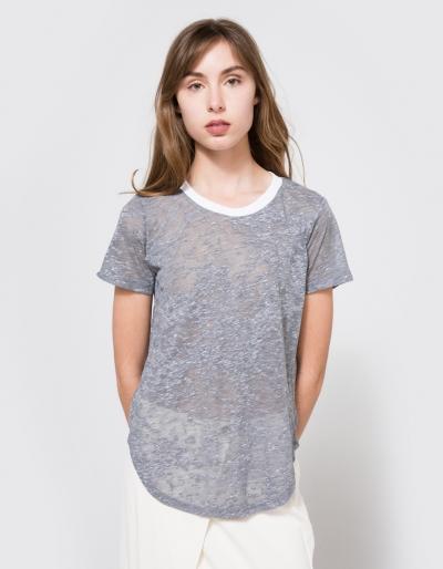 Lna Ringer Tee In Grey/white