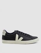 Veja Esplar Logo Leather Sneaker In Black Pierre