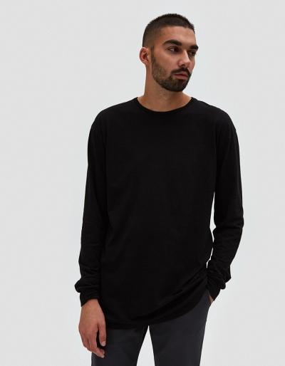 John Elliott Ls Classic Curve Tee In Black