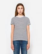 T By Alexander Wang S/s Crewneck Tee In White With Navy