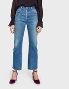Re/done High Rise Crop Flare In Indigo