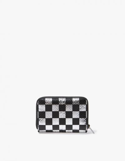 Alexander Wang Dime Compact Wallet W/ Zip In Checkerboard