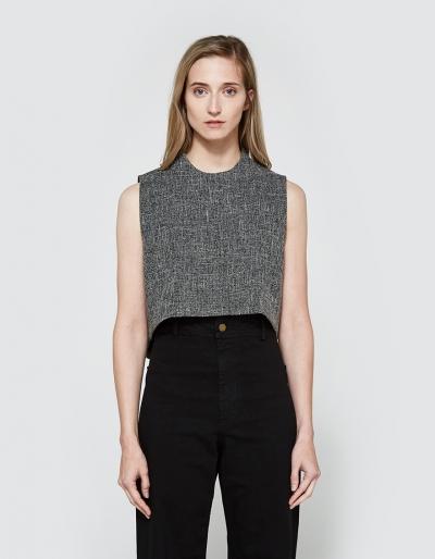 Kaarem Wind Chime Speckled Collar Top In Black