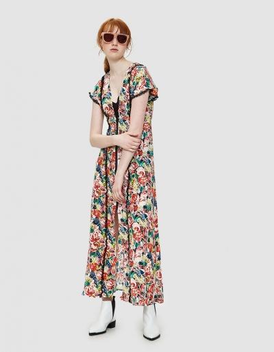 Ganni Maple Silk Maxi Dress In