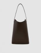 Building Block Wave Leather Tote In Dark Chocolate