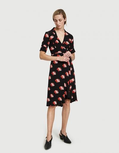 Ganni Harley Crepe Wrap Dress In Black