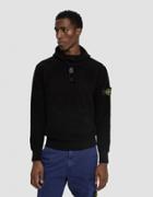 Stone Island Hooded Terry Stitch Sweater In Black