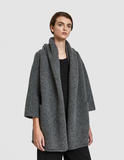 Lauren Manoogian Capote Shawl Coat In Charcoal