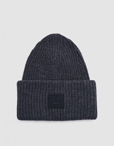 Acne Studios Pansy L Face Beanie In Charcoal