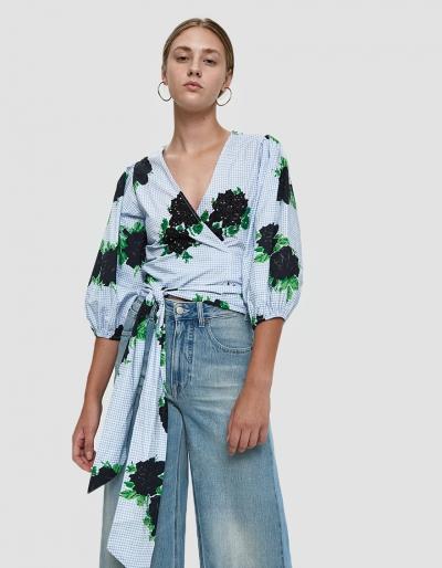 Ganni Pine Sequined Wrap Top
