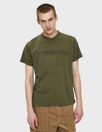 Engineered Garments Printed Cross Crew Neck T-shirt In Olive