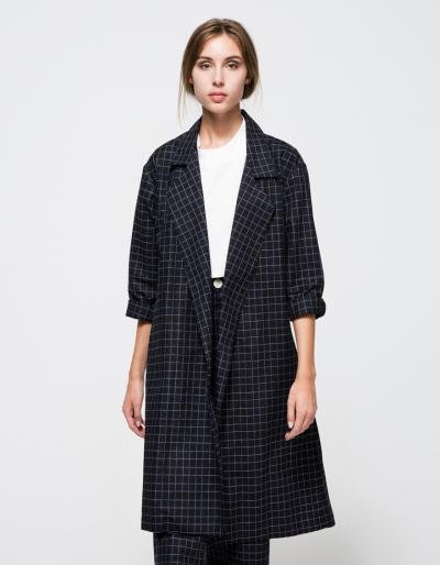 Jesse Kamm Trench Coat In Windowpane
