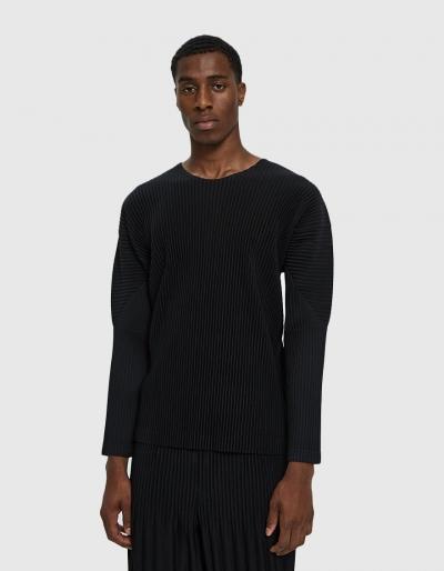 Issey Miyake Homme Plisse Basic Ls Tee In Black