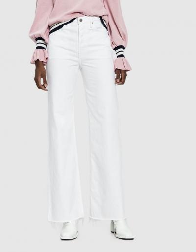 Grlfrnd Carla High Rise Flared Jean In White Flag