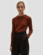 Achro Long Sleeve Ribbed Pullover In Brown