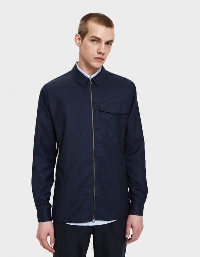 Schnayderman's Leisure Houndstooth Tape Zip Shirt In Black And Bl