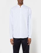 Editions M.r. Officer Collar Shirt In Striped Light Blue White