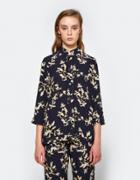 Ganni St. Pierre Crepe Shirt In Total Eclipse