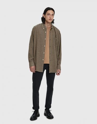Our Legacy Borrowed Button Down Shirt In Brown Recycled Gingham