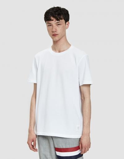 Thom Browne Short Sleeve Pique Tee In White