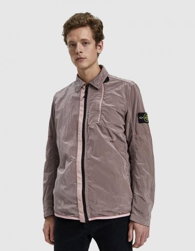 Stone Island Nylon Metal Zip Overshirt In Rose Quartz