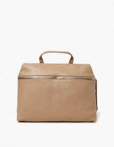 Kara Pebble Leather Satchel In Camel